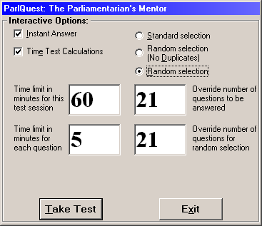 Interactive Test Options